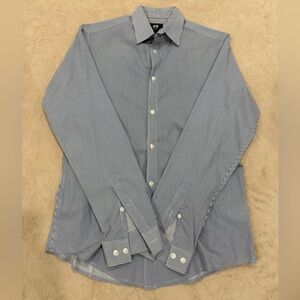 H&M Men's Navy Pinstripe Button-Down Shirt